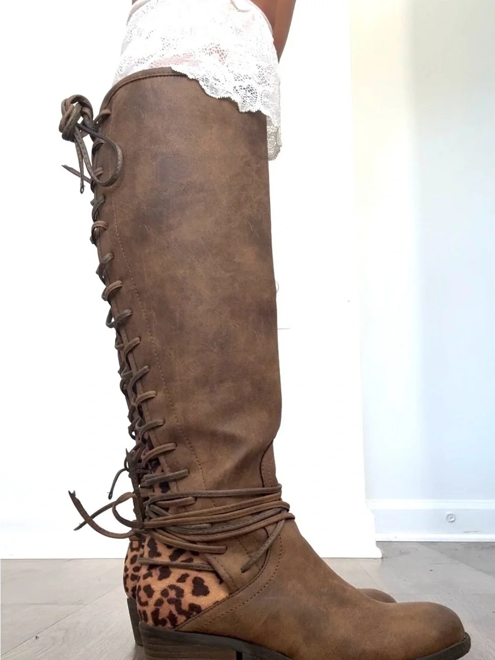 Over-the-Knee Women's Boots in Brown Suede-Look